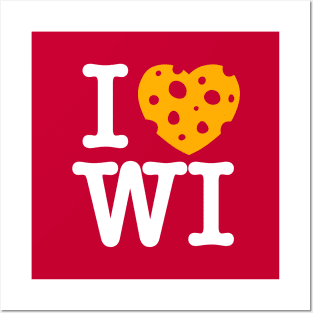 I Love Wisconsin - Madison Red Background Posters and Art